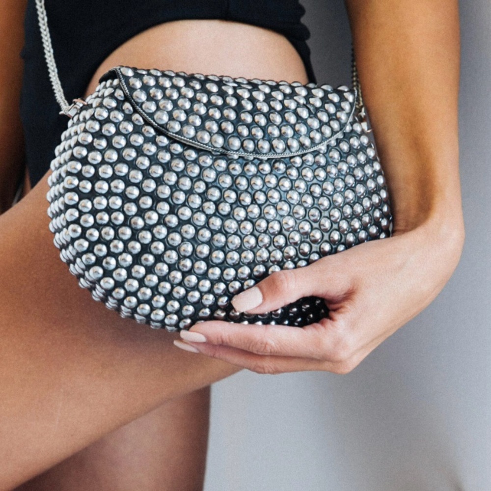 Ramla Rockstar Bag! New without tags. Silver  studding Charcoal‎ Gray